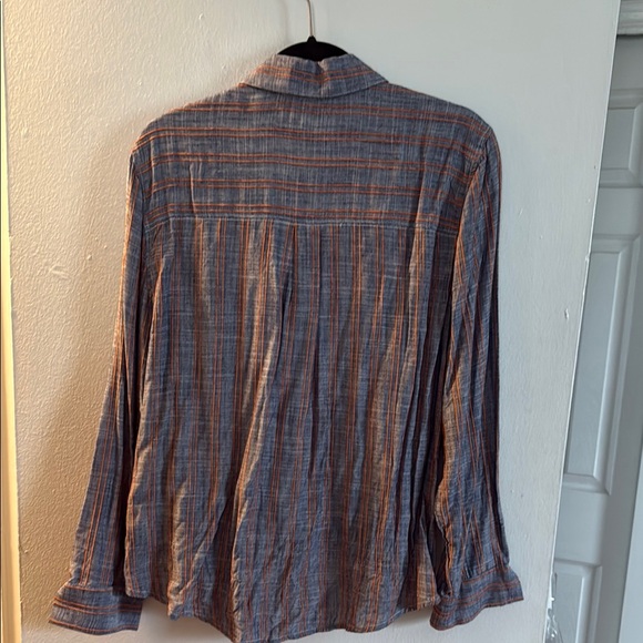 Denim lightweight Blouse with orange ๐ stripes - Picture 5 of 5